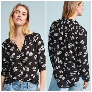 Maeve Black & White Bow print Button Down Blouse 4